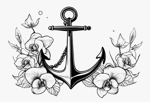 An anchor and orchids and a whale tattoo idea