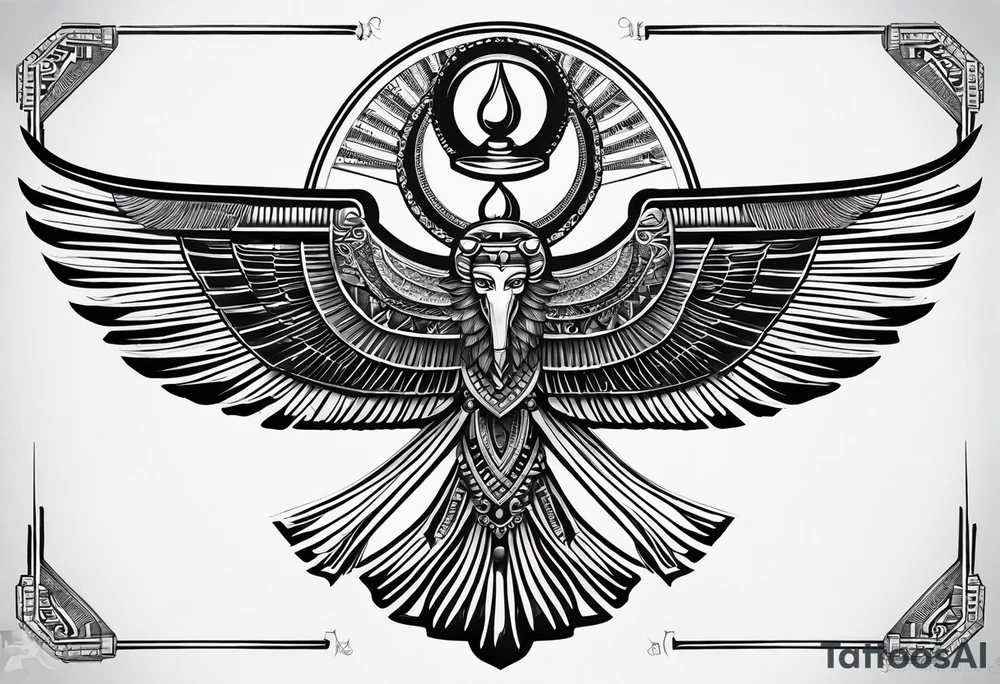 black and white Egyptian goddess Isis tattoo idea