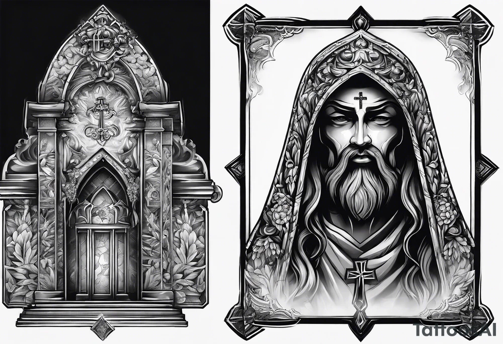 Tomb with cross tattoo idea