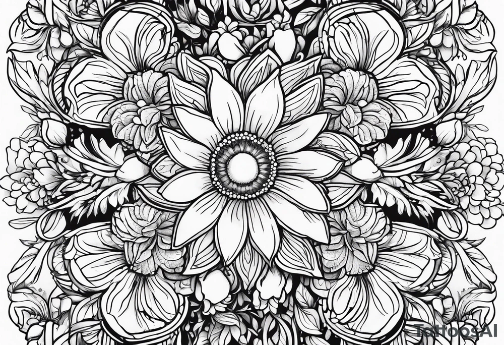 March, April,  June,  November,  December birth flowers tattoo idea