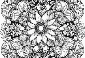 March, April,  June,  November,  December birth flowers tattoo idea