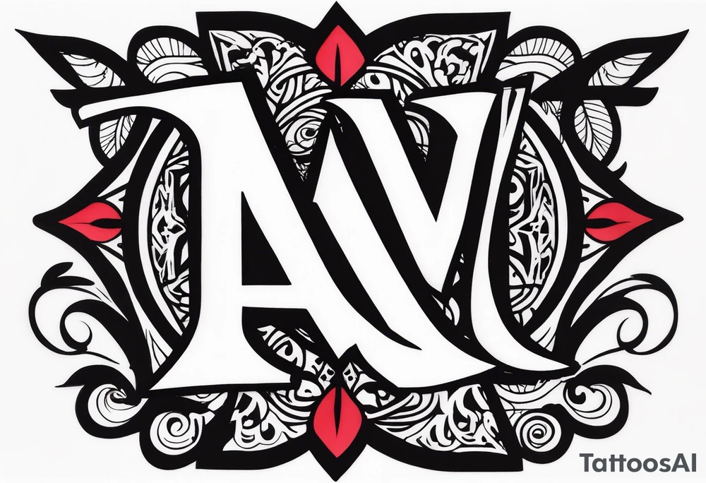 the letters A W R in the middle of a ninja headband tattoo idea