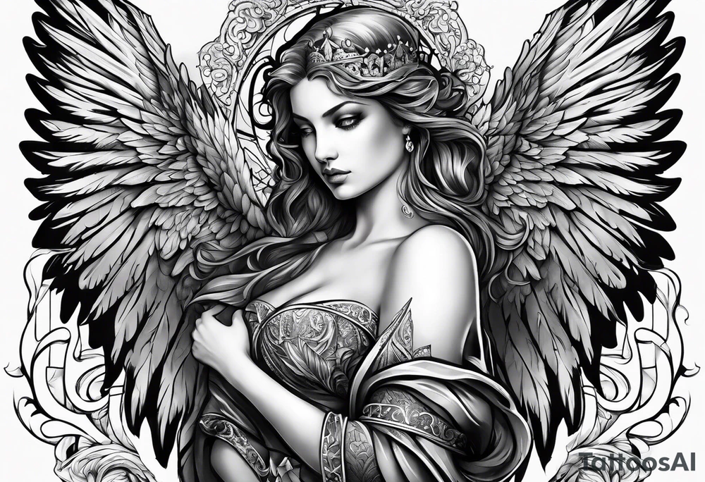 Tragic angel tattoo idea