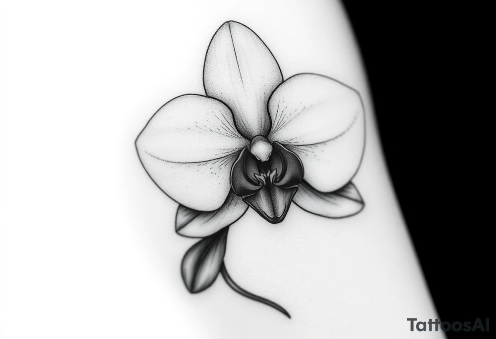 orchid with leavs tattoo idea