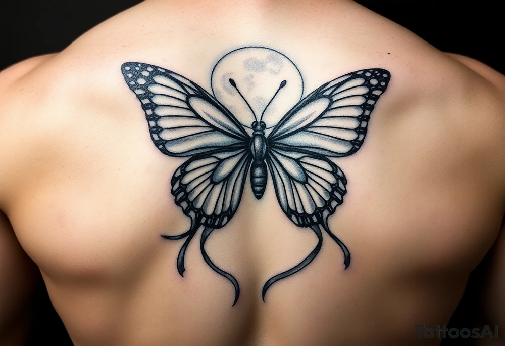 ethereal butterfly with flowing silk ribbons in moonlight tattoo idea ethereal butterfly with flowing silk ribbons in moonlight tattoo idea