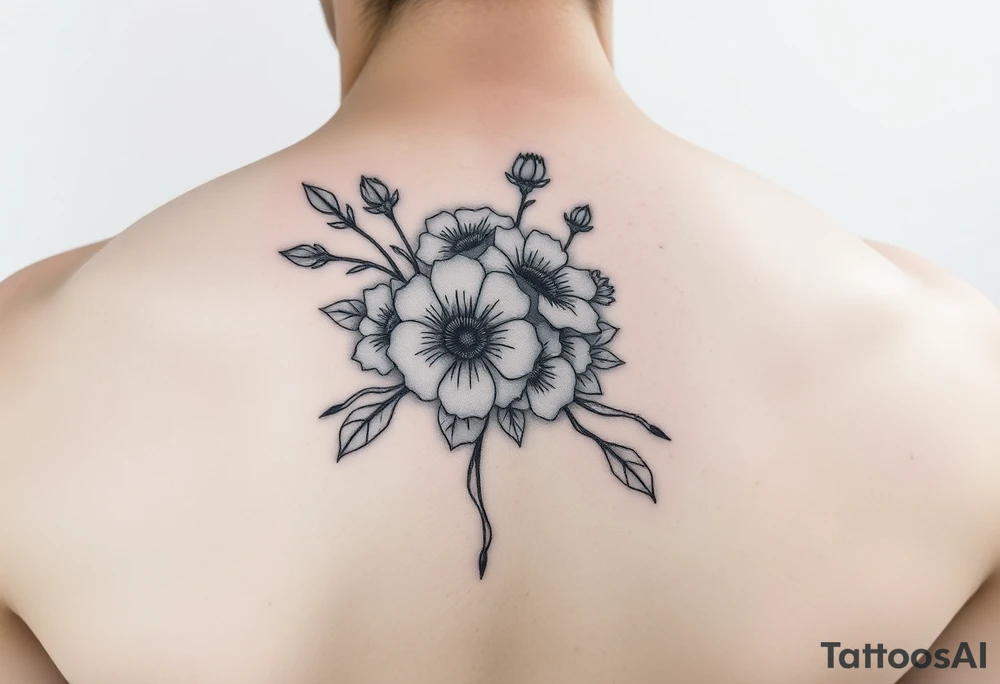 flowers on hand tattoo idea