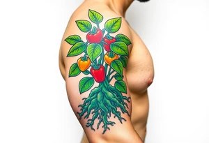 Pepper plant with roots tattoo idea