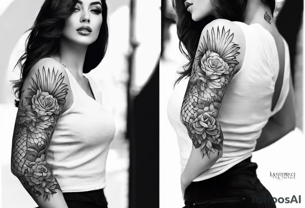 lacey full sleeve tattoo idea