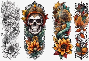 Knee tattoo with fall colors tattoo idea