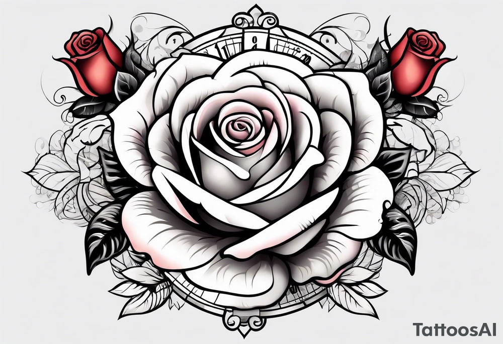 rose, sun light, dove, clock, tattoo idea
