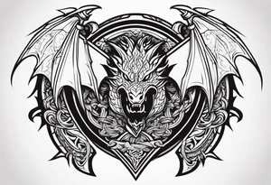 Valhalla sword shield dragon head axe tattoo idea