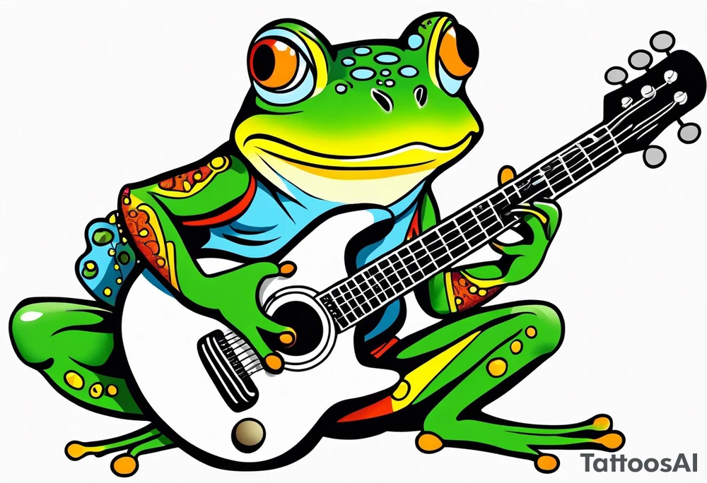 Frog playing guitar. tattoo idea