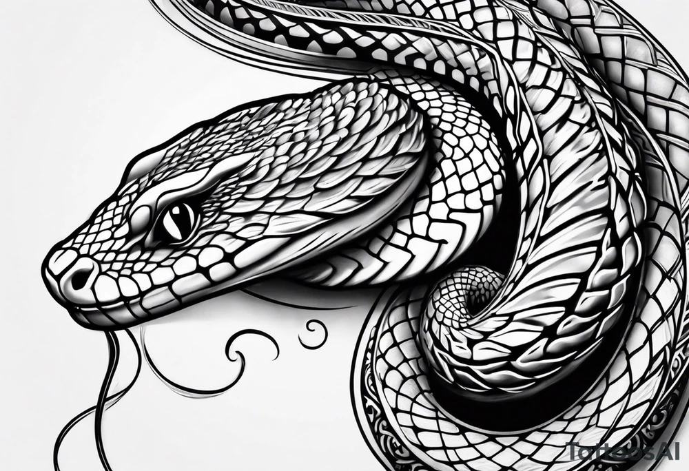 snake going around calf tattoo idea