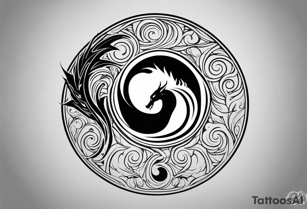For a Gen Z-inspired dragon and phoenix tattoo, think of a clean, minimalist design that combines symbolism with bold, sleek lines. Imagine a dragon and phoenix spiraling together in a yin-yang-inspired layout. The dragon has a slightly abstract, modern shape, with sharp, flowing lines to show power, resilience, and wisdom, while the phoenix is rendered with sweeping curves and minimal detailing, symbolizing rebirth, growth, and transformation.

Both creatures should interact harmoniously, representing balance and duality. To keep it meaningful, focus on line work rather than intricate shading—clear, open spaces allow the tattoo to feel light and energetic. Adding small symbols, like stars or a faint galaxy backdrop, can enhance the "rising from ashes" and "strength through challenge" themes. This design will appeal timelessly while resonating with Gen Z’s love for symbolism and simplicity. tattoo idea