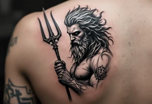 Poseidon with trident tattoo idea