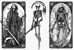 Skeleton with scythe death tarot card good and evil ying yang tattoo idea