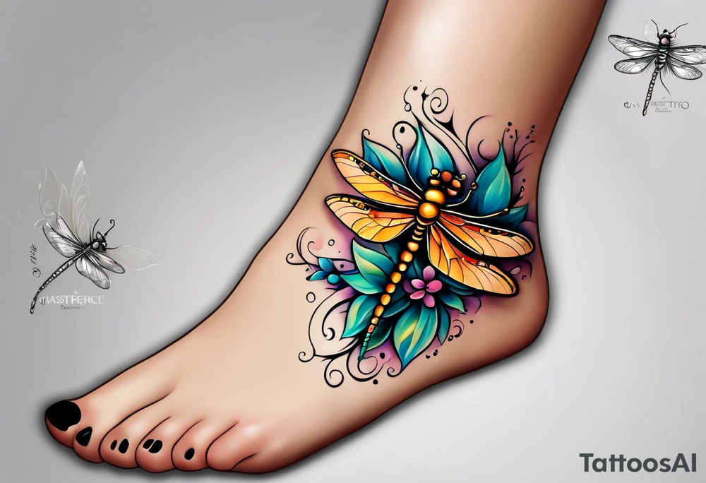 Baby feet with dragonfly tattoo idea