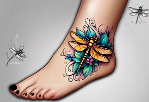 Baby feet with dragonfly tattoo idea