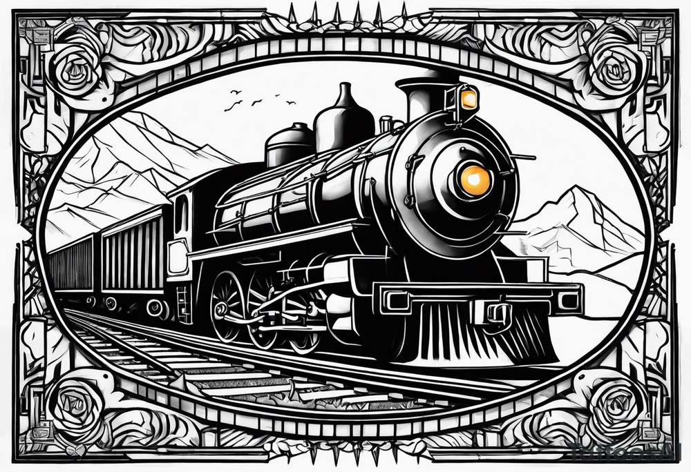 Western with train tracks tattoo idea