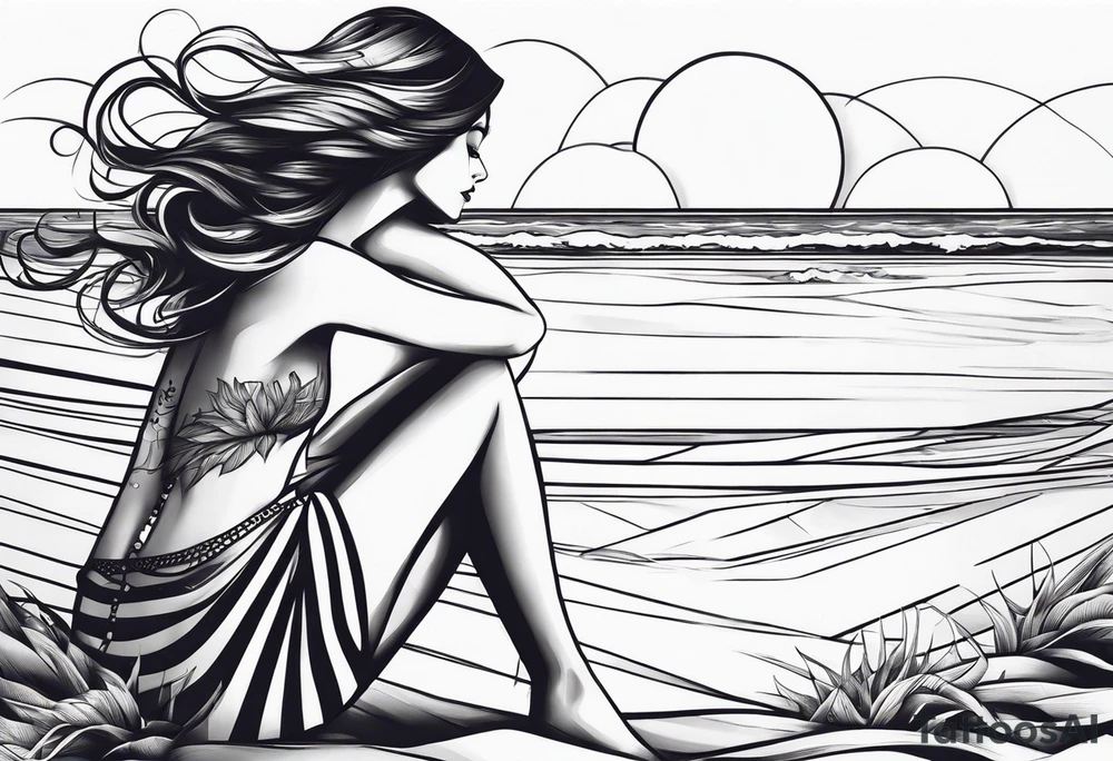 Femme sur la plage tattoo idea