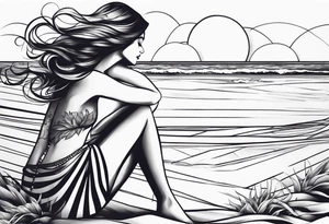 Femme sur la plage tattoo idea