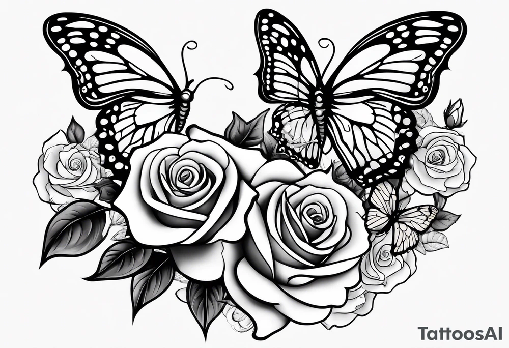 Butterflies flying with roses & filligree tattoo idea Butterflies flying with roses & filligree tattoo idea