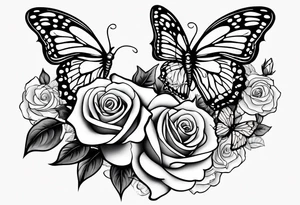 Butterflies flying with roses & filligree tattoo idea