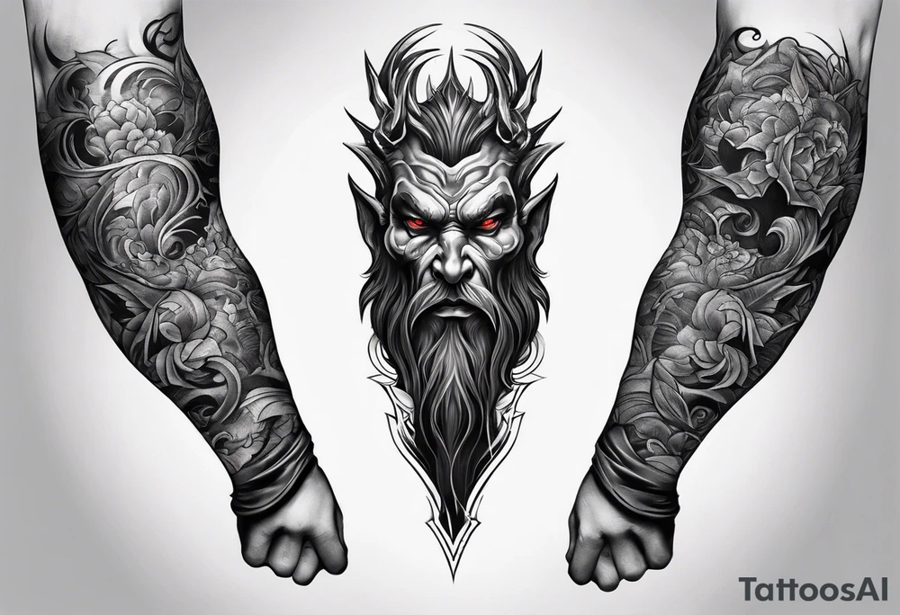 Demon forearm tattoo idea