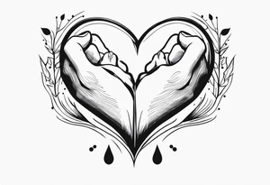 Hands holding a heart with tears tattoo idea