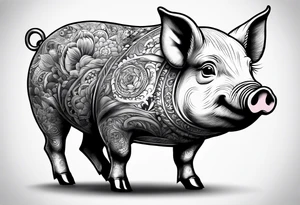 cute pig or piglet.
with text: "friends not food" tattoo idea