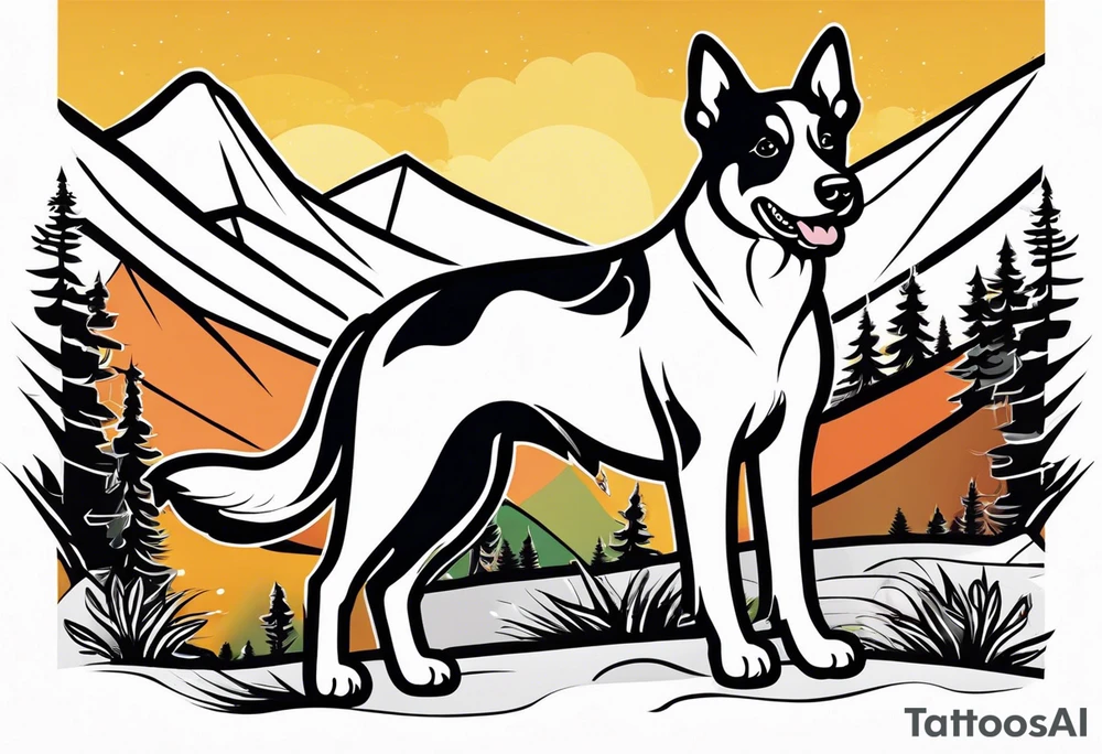 Black and white Dog of breed mountain feist named buddy tattoo idea