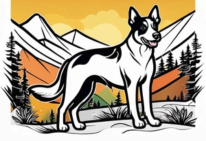 Black and white Dog of breed mountain feist named buddy tattoo idea