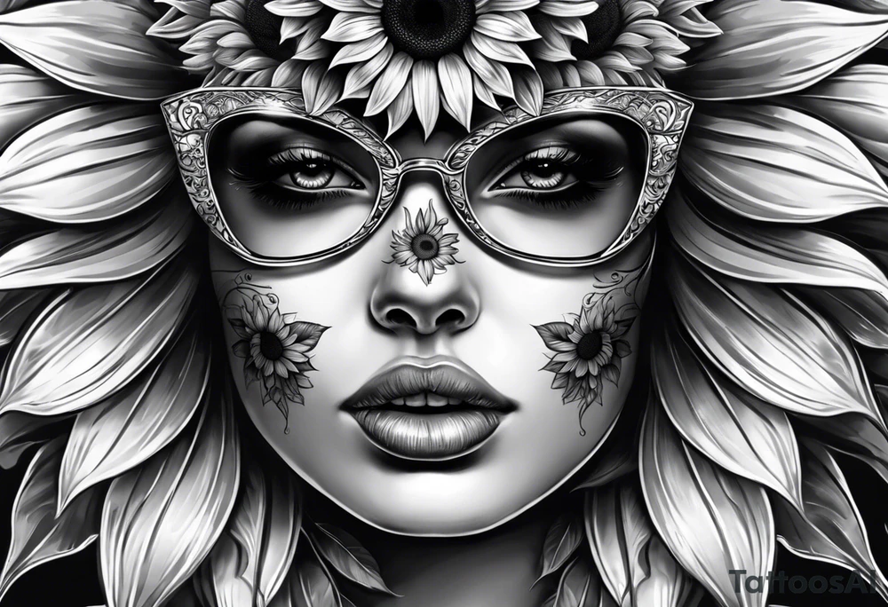 Sunflower, skull, female, mental health tattoo idea