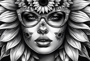 Sunflower, skull, female, mental health tattoo idea