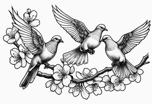 3 doves flying 
With a cherry blossom tattoo idea