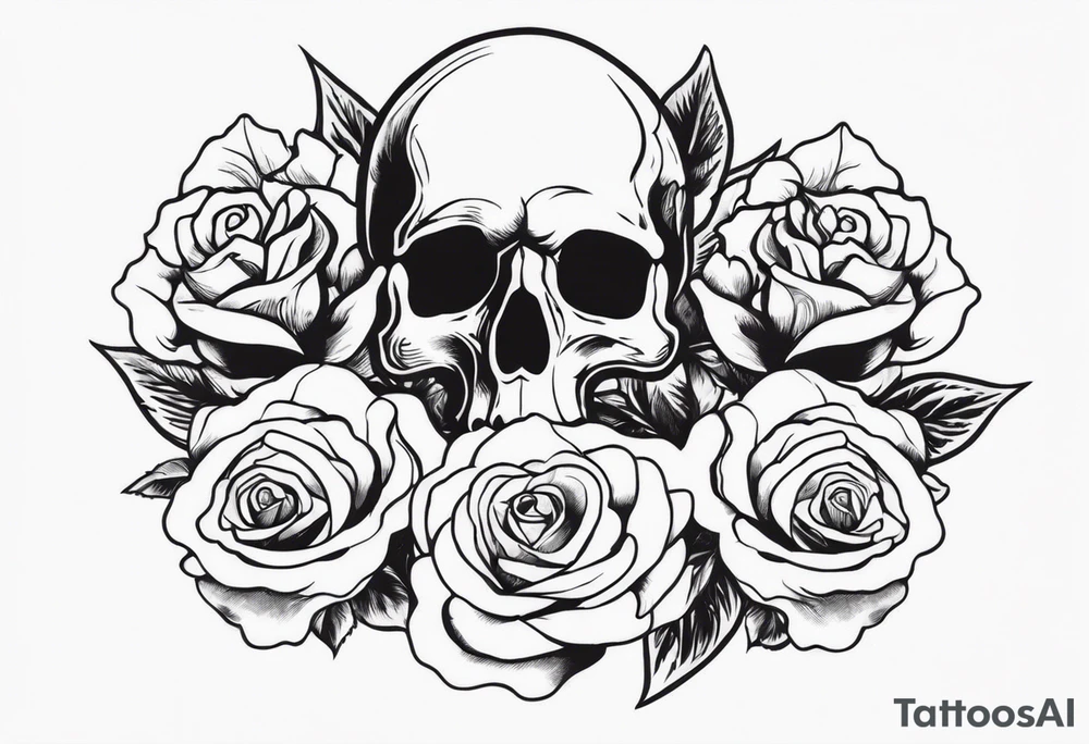 I want free skulls melting into each other in the background being roses tattoo idea