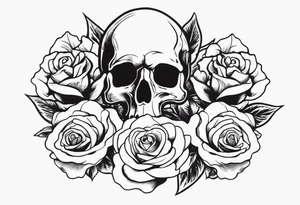 I want free skulls melting into each other in the background being roses tattoo idea