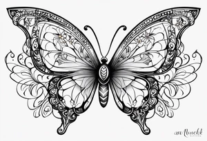 A lower back butterfly tatoo with the name nick below the butterfly tattoo idea