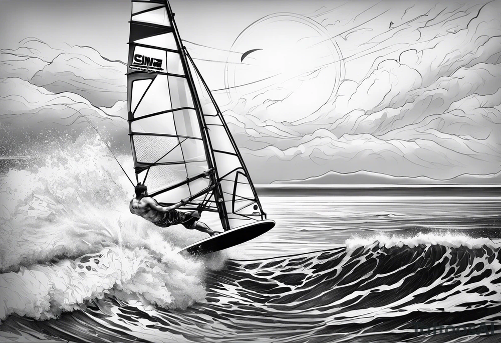 Windsurfer im Meer tattoo idea