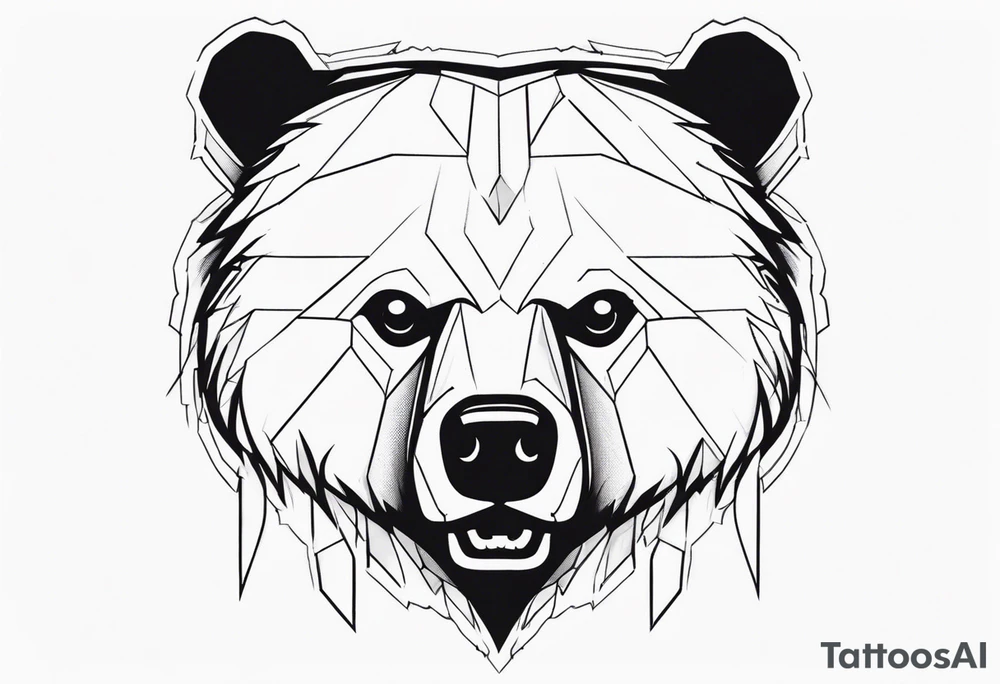 bear face scary tattoo idea