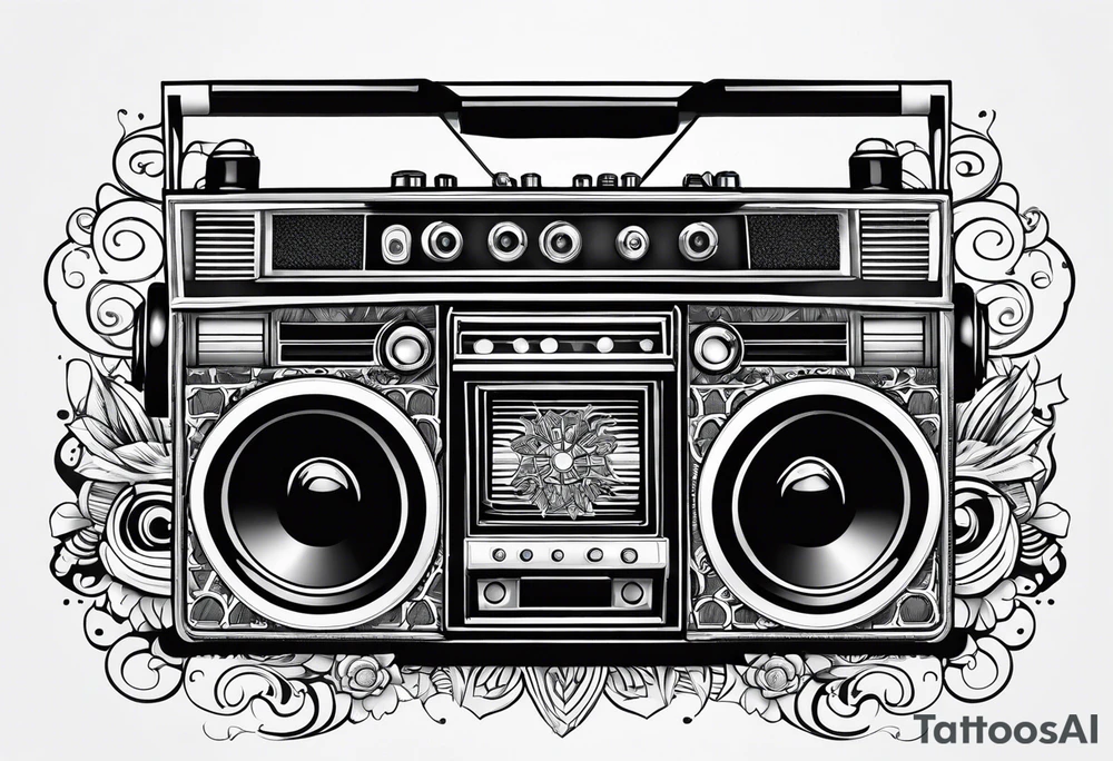 Boombox rollerskates tattoo idea