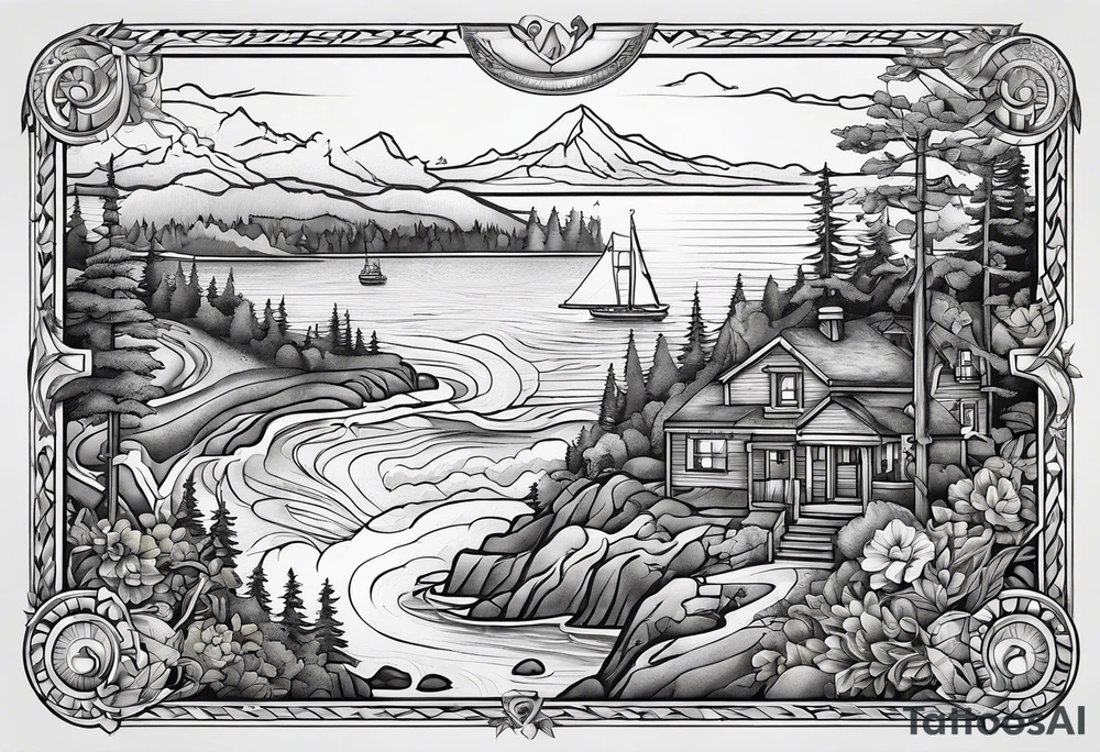 A detailed map of Whidbey Island tattoo idea