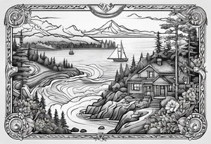 A detailed map of Whidbey Island tattoo idea