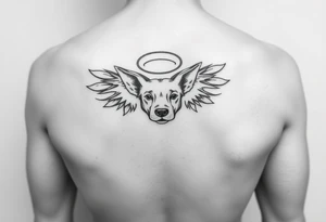 Dog ears with wings and halo tattoo idea