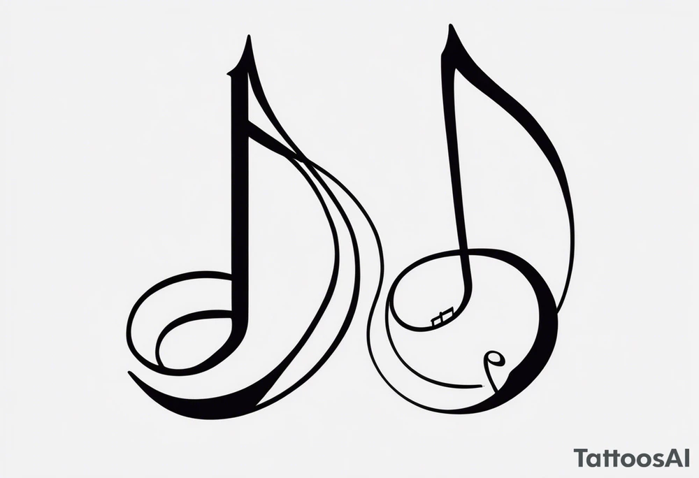 Simple, musical notes, in the shape of l and r tattoo idea