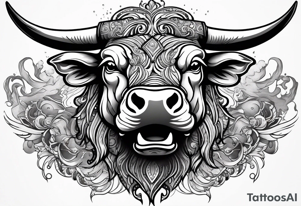 A powerful bull and steam coming out of his notrils. Make it angry tattoo idea