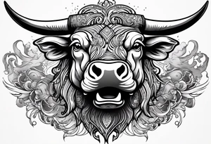 A powerful bull and steam coming out of his notrils. Make it angry tattoo idea