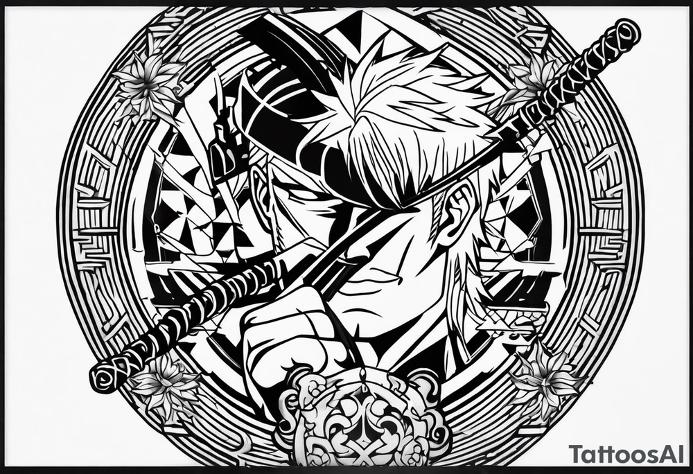 Zoro one piece tattoo to get on my forearm about 5-7 cm in length tattoo idea