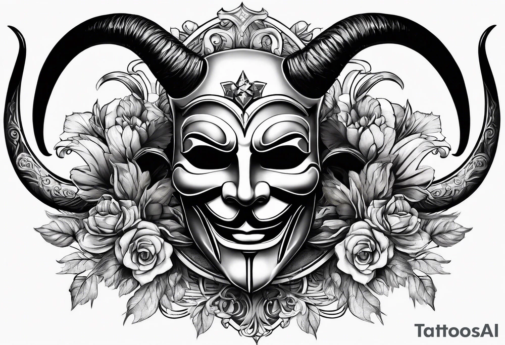 Anonymous with horns tattoo idea