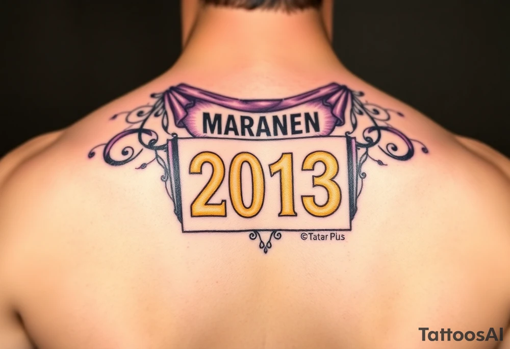 Half marathon bib 2013 purple and gold tattoo idea